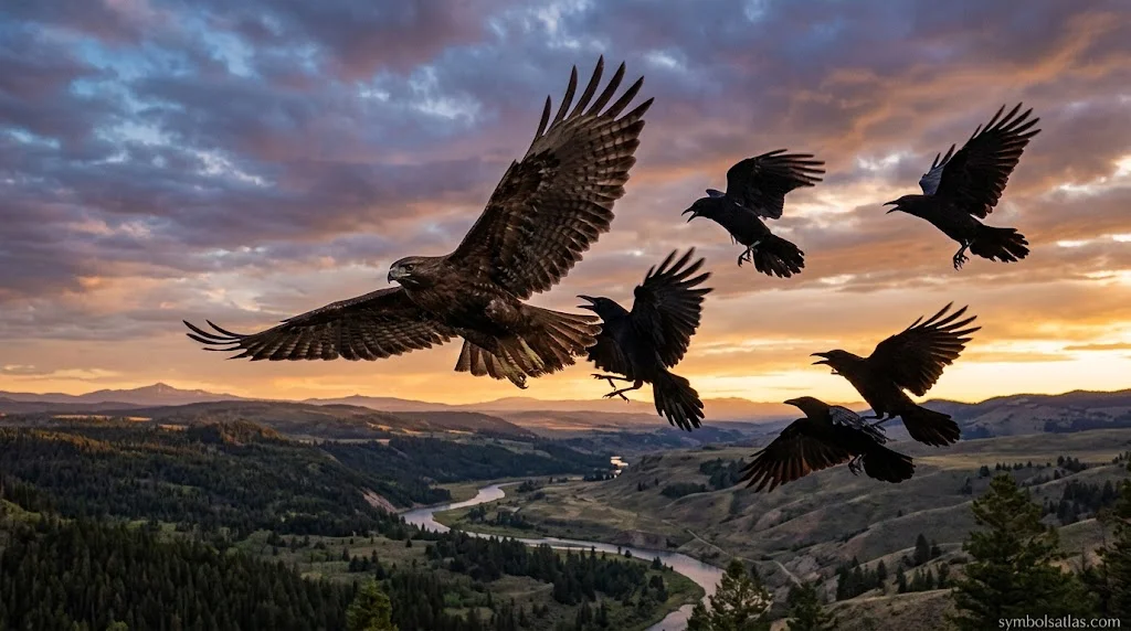 Crows Chasing Hawk Spiritual Meaning: Territory